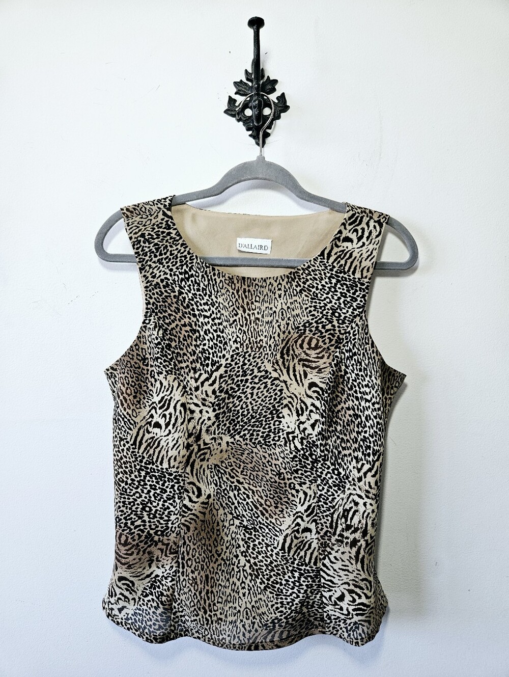 Vintage D'Allaird Leopard Print Top Size 10 Sleeveless Tank Y2K Glam